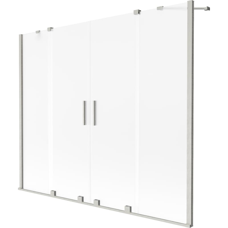 Mexen Velar Duo paravent de baignoire coulissant à 2 vantaux 190 x 150 cm, givre, nickel brossé - 896-190-000-32-97