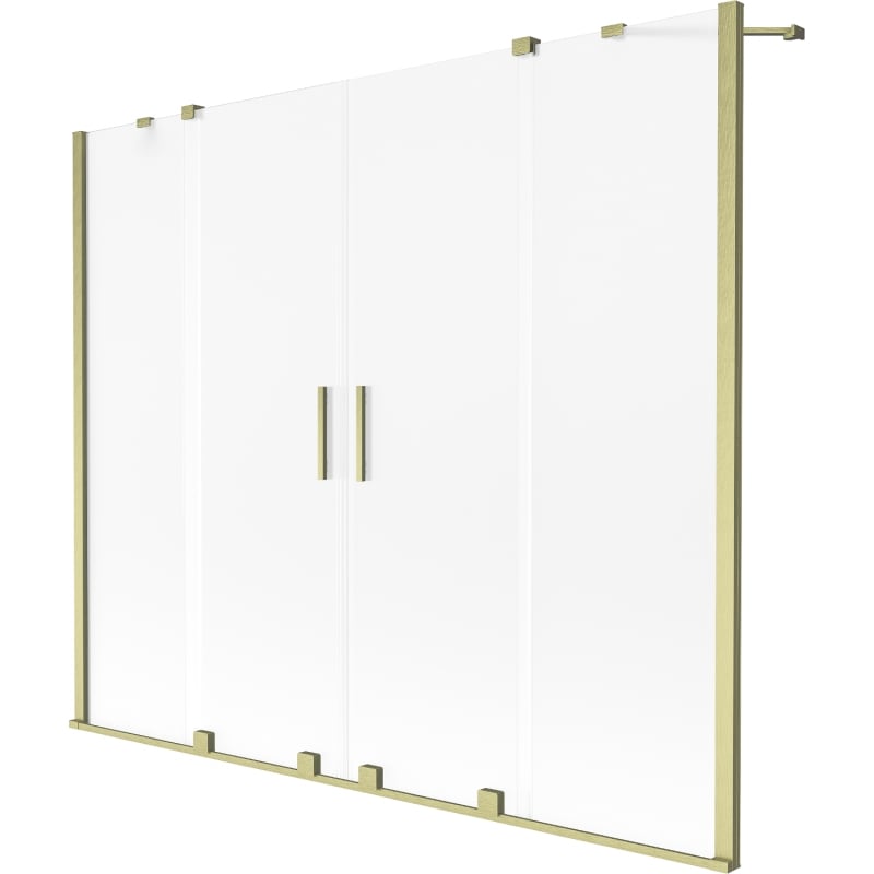 Mexen Velar Duo paroi de baignoire à 2 volets coulissants 200 x 150 cm, givré, or brossé - 896-200-000-32-55