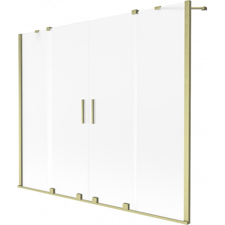 Mexen Velar Duo paroi de baignoire à 2 volets coulissants 200 x 150 cm, givré, or brossé - 896-200-000-32-55