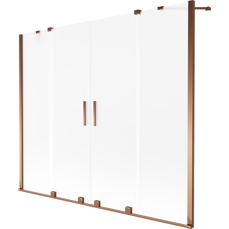 Mexen Velar Duo paroi de baignoire 2 volets coulissants 200 x 150 cm, givrée, or rose - 896-200-000-32-60