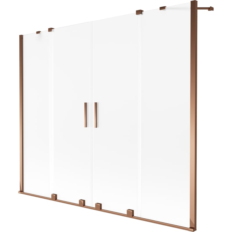 Mexen Velar Duo paroi de baignoire coulissante à 2 volets 200 x 150 cm, givrée, or rose - 896-200-000-32-60