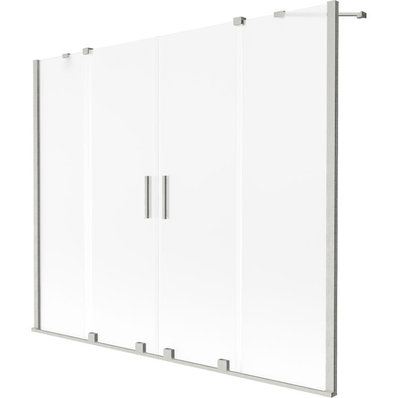 Mexen Velar Duo paroi de baignoire à double vantail coulissant 200 x 150 cm, givré, nickel brossé - 896-200-000-32-97
