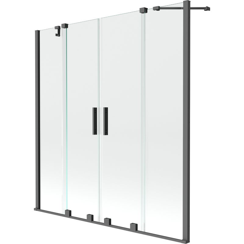 Paroi de baignoire coulissante à 2 volets Mexen Velar Duo 150 x 150 cm, transparent, gun metal - 896-150-000-02-95