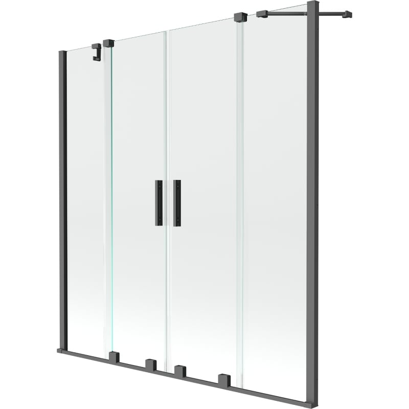 Paroi de baignoire coulissante 2 panneaux Mexen Velar Duo 160 x 150 cm, transparent, gun metal - 896-160-000-02-95