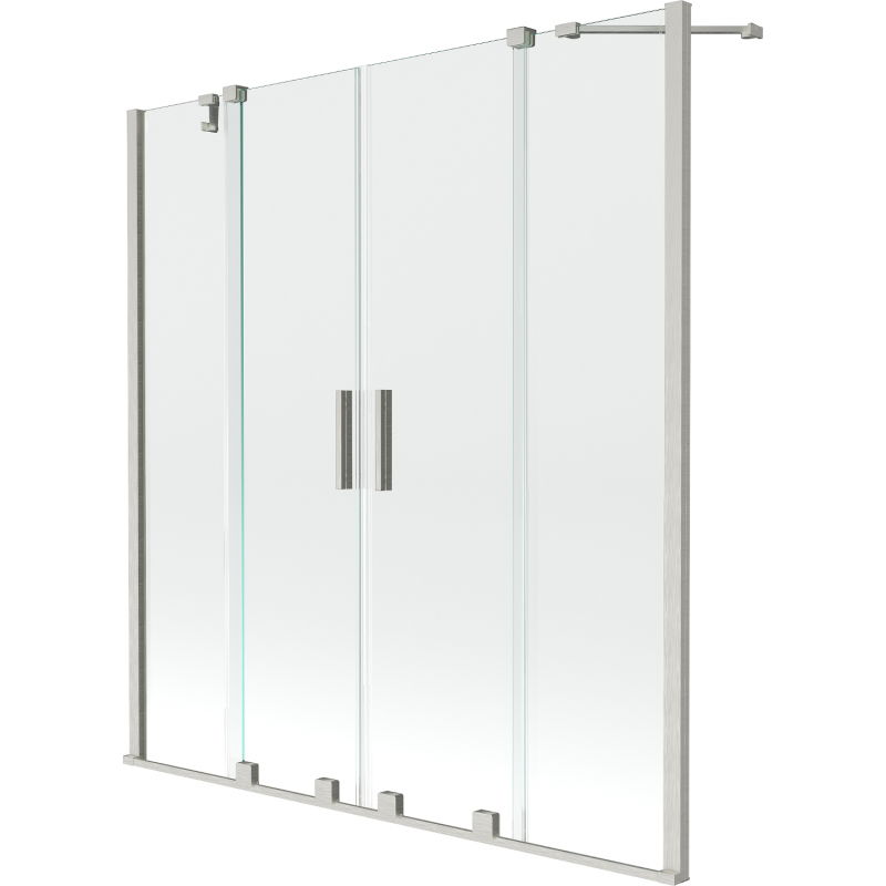 Mexen Velar Duo paroi de baignoire 2 volets coulissants 160 x 150 cm, transparent, nickel brossé - 896-160-000-02-97