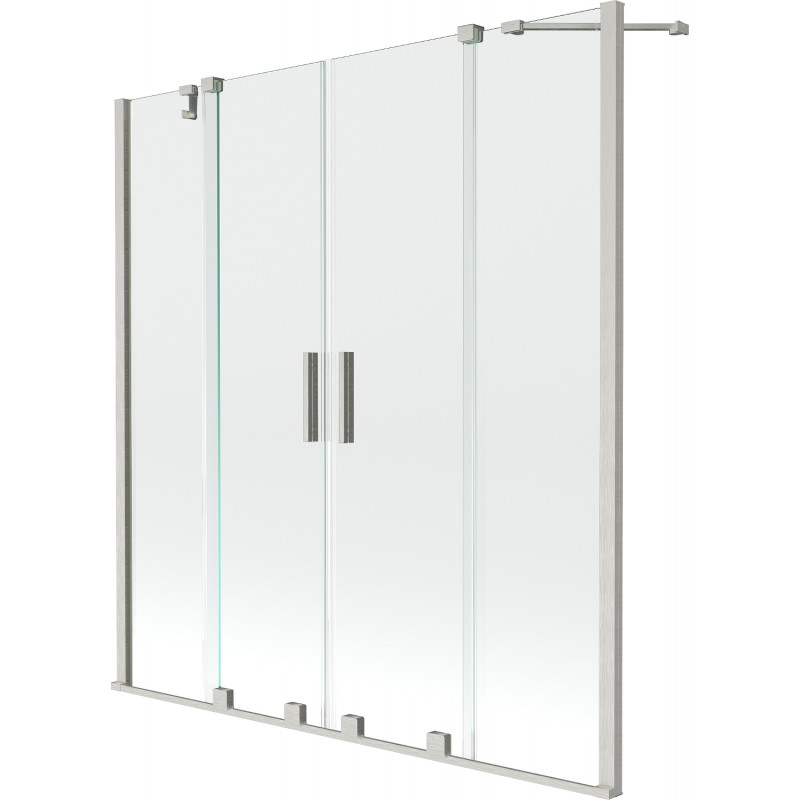 Mexen Velar Paroi de douche duo 2 volets coulissants 160 x 150 cm, transparent, nickel brossé - 896-160-000-02-97
