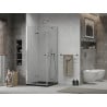 Mexen Lima cabine de douche pliante 80 x 80 cm, transparent, chrome + receveur Flat, noir - 856-080-080-01-00-4070