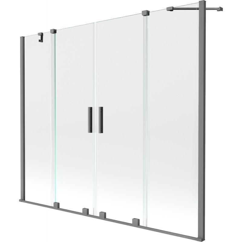 Mexen Velar Duo paroi de baignoire 2 volets coulissants 200 x 150 cm, transparent, métal gun - 896-200-000-02-95