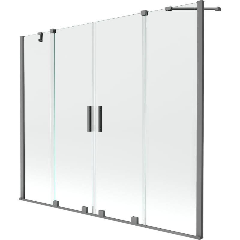Mexen Velar Duo paroi de baignoire à 2 volets coulissants 200 x 150 cm, transparent, métal gun - 896-200-000-02-95