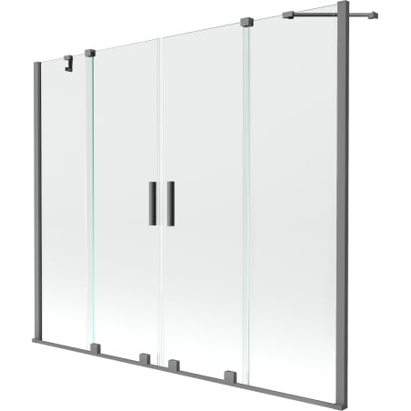 Mexen Velar Duo paroi de baignoire à 2 volets coulissants 200 x 150 cm, transparent, métal gun - 896-200-000-02-95