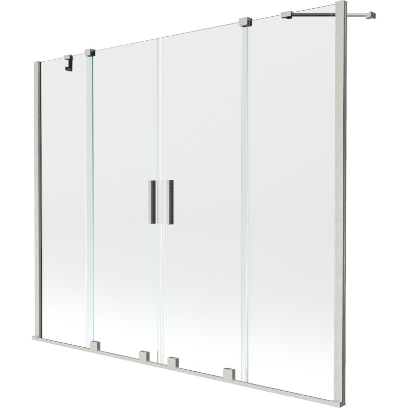 Mexen Velar Duo paravent de baignoire 2 volets coulissants 200 x 150 cm, transparent, nickel brossé - 896-200-000-02-97