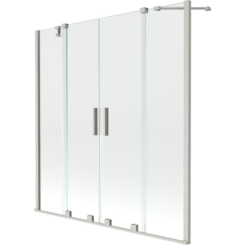 Mexen Velar Duo paroi de baignoire à 2 volets coulissants 140 x 150 cm, transparent, nickel brossé - 896-140-000-02-97
