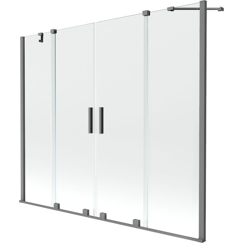 Mexen Velar Duo paroi de baignoire 2 volets coulissants 170 x 150 cm, transparent, gun metal - 896-170-000-02-95