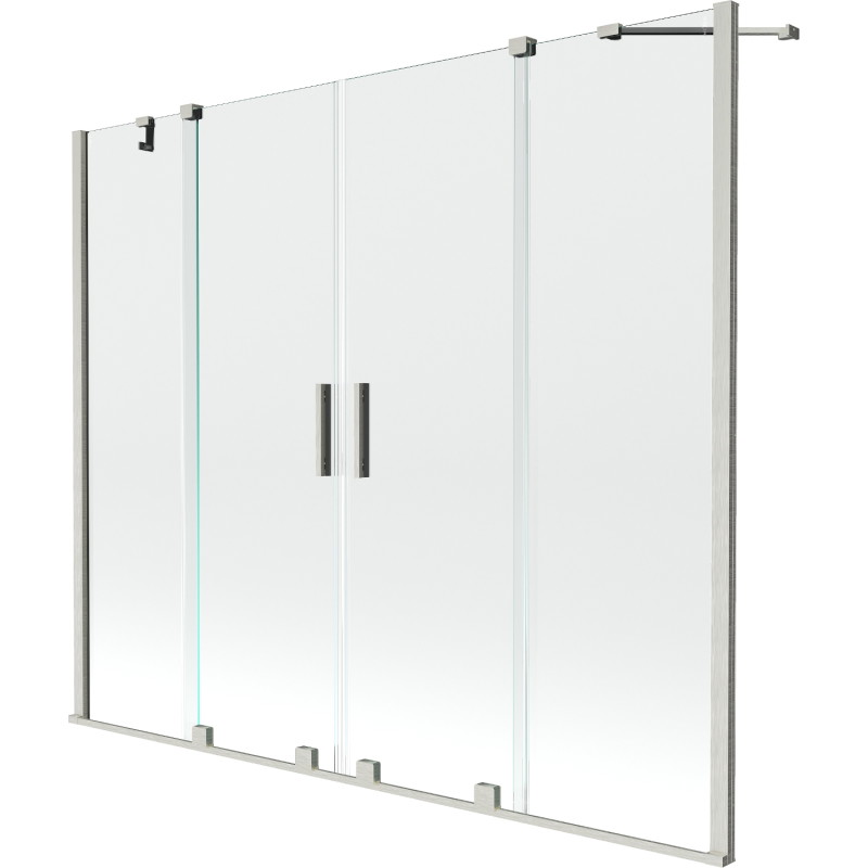 Mexen Velar Duo paravent de baignoire coulissant à 2 panneaux 170 x 150 cm, transparent, nickel brossé - 896-170-000-02-97