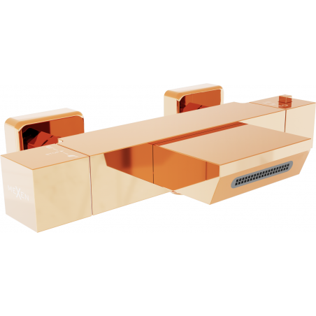 Mexen Cube robinet de baignoire thermostatique, or rose - 77360-60