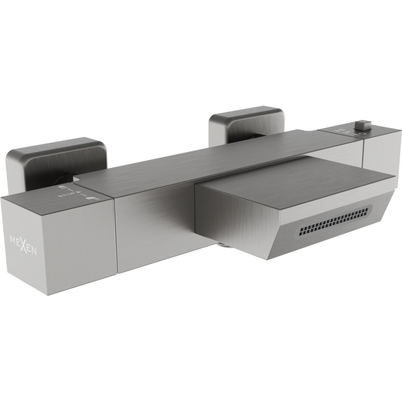 Mexen Cube mitigeur de baignoire thermostatique, gris canon brossé - 77360-66