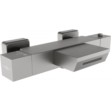 Mexen Cube mitigeur de baignoire thermostatique, gris canon brossé - 77360-66