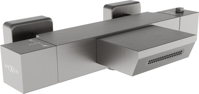 Mexen Cube mitigeur de baignoire thermostatique, gris canon brossé - 77360-66