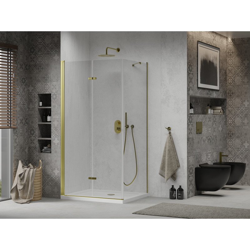 Mexen Lima cabine de douche pliante 70 x 90 cm, transparente, or + receveur de douche plat - 856-070-090-50-00-4010