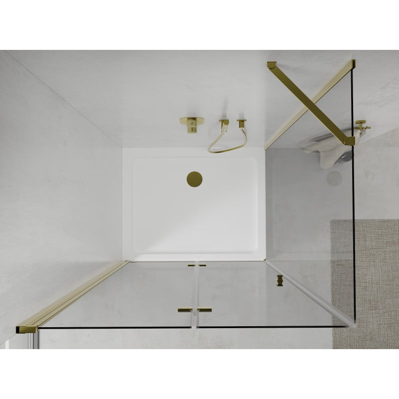 Mexen Lima cabine de douche pliante 70 x 100 cm, transparent, or + receveur plat - 856-070-100-50-00-4010