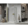 Mexen Lima cabine de douche pliante 90 x 70 cm, transparente, or + receveur de douche plat - 856-090-070-50-00-4010