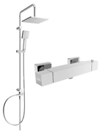 Mexen Cube Tord ensemble de douche apparent avec pommeau de douche et robinet de douche thermostatique, chrome - 77200200-00