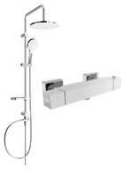 Mexen Erik ensemble de douche en saillie avec pomme de douche et mitigeur thermostatique Cube, chrome - 77200205-00