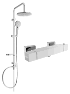 Mexen Cube Carl ensemble de douche en saillie avec pomme de douche et robinet de douche thermostatique, chrome - 77200240-00