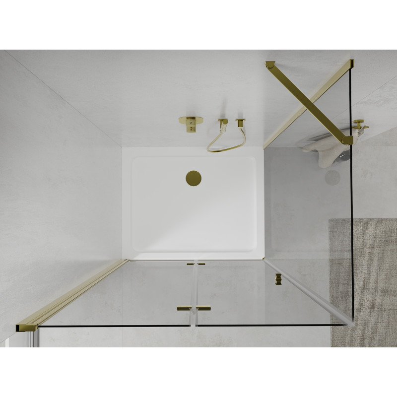 Mexen Lima cabine de douche pliante 100 x 70 cm, transparente, or + receveur plat - 856-100-070-50-00-4010