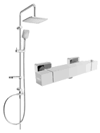 Mexen Cube Sven ensemble de douche en saillie avec pommeau de douche et mitigeur thermostatique, chromé - 77200262-00