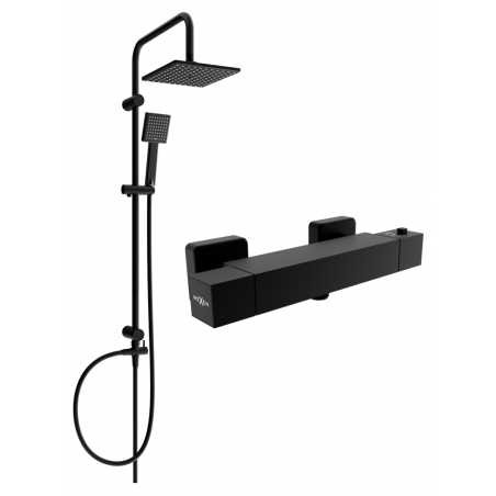 Mexen Cube Tord ensemble de douche apparent avec douche de tête et robinet thermostatique, noir - 77200200-70