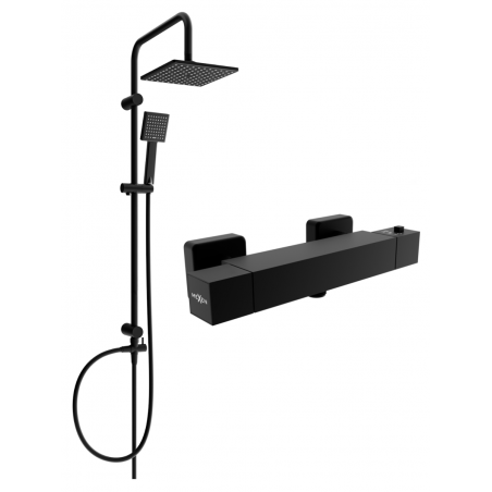 Mexen Tord ensemble de douche à montage mural avec pomme de douche et robinet de douche thermostatique Cube, noir - 77200200-70