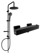 Mexen Erik ensemble de douche en saillie avec pomme de douche et robinet thermostatique Cube, noir - 77200205-70
