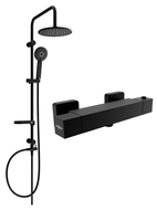 Mexen Carl ensemble de douche en saillie avec pommeau de douche et robinet thermostatique Cube, noir - 77200240-70