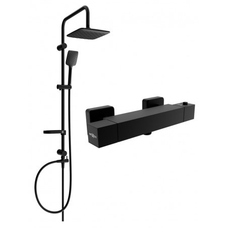 Mexen Sven ensemble de douche apparente avec pomme de douche et mitigeur thermostatique Cube, noir - 77200262-70