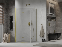 Mexen Lima cabine de douche pliante 70 x 100 cm, transparente, dorée - 856-070-100-50-00