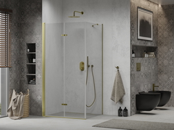 Mexen Lima paroi de douche pliante 80 x 100 cm, transparent, dorée - 856-080-100-50-00