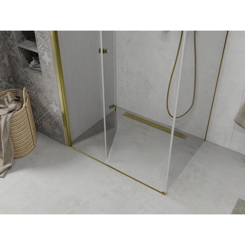 Mexen Lima cabine de douche pliable 90 x 80 cm, transparente, dorée - 856-090-080-50-00