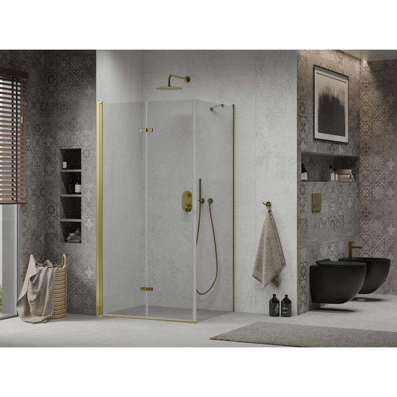 Mexen Lima cabine de douche pliante 100 x 70 cm, transparente, dorée - 856-100-070-50-00