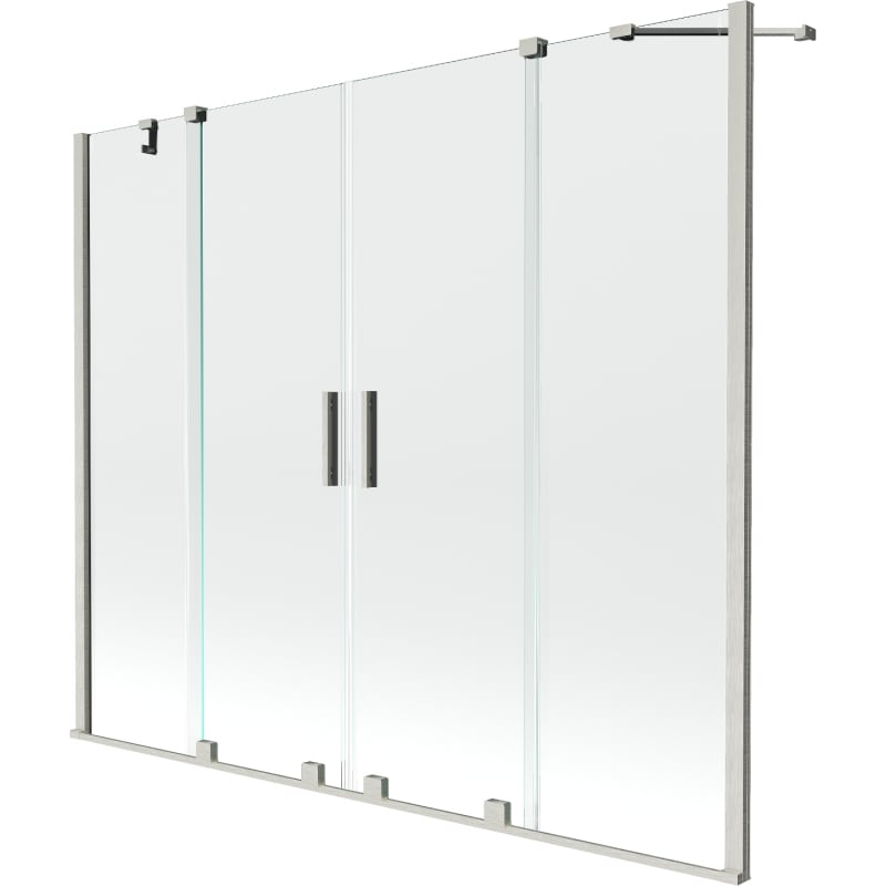 Mexen Velar Duo paroi de baignoire à 2 volets coulissants 190 x 150 cm, transparent, nickel brossé - 896-190-000-02-97