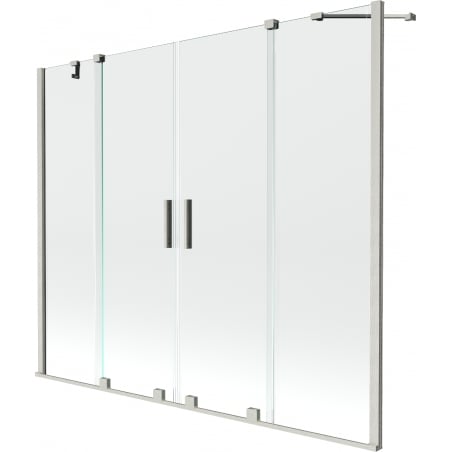Mexen Velar Duo paroi de baignoire à 2 volets coulissants 190 x 150 cm, transparent, nickel brossé - 896-190-000-02-97