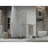Mexen Lima cabine de douche pliante 90 x 90 cm, transparent, chromée + receveur Flat, noir - 856-090-090-01-00-4070