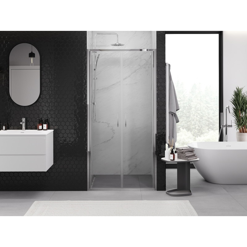 Mexen Exo-B Duo portes de douche doubles pivotantes 70 cm, transparentes, chromées - 814-070-000-01-00