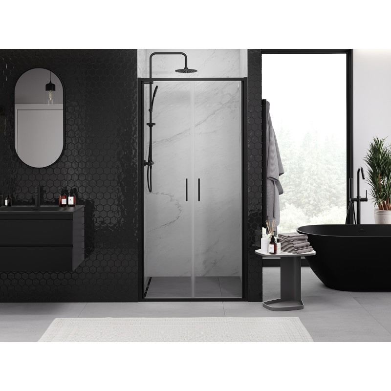 Mexen Exo-B Duo porte de douche double pivotante 90 cm, transparent, noir - 814-090-000-70-00