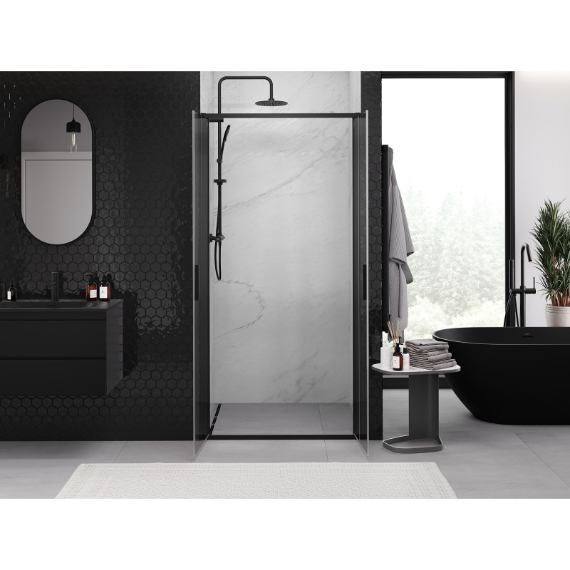 Mexen Exo-B Duo porte de douche double pivotante 90 cm, transparent, noir - 814-090-000-70-00