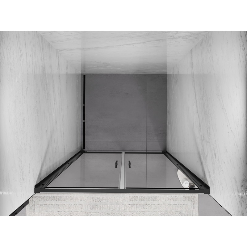Mexen Exo-B Duo portes de douche pivotantes doubles 100 cm, transparentes, noires - 814-100-000-70-00