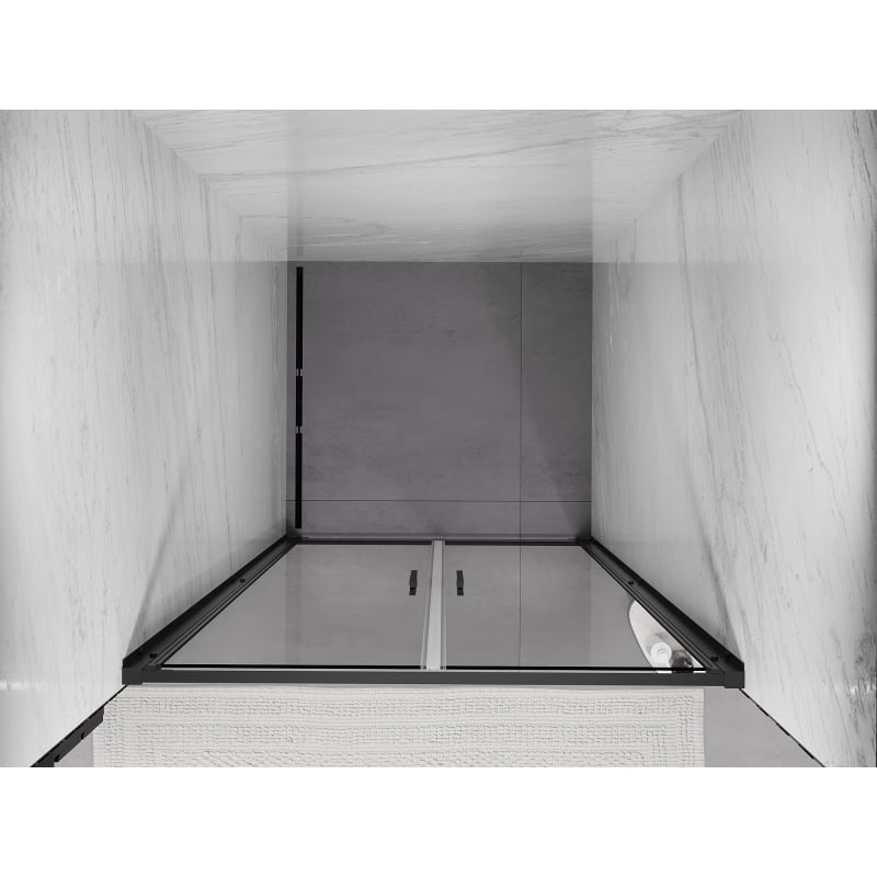 Mexen Exo portes de douche doubles pivotantes 100 cm, transparentes, noires - 814-100-000-70-00