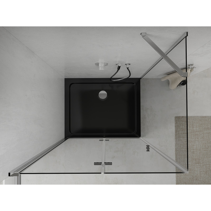 Mexen Lima cabine de douche pliante 100 x 90 cm, transparent, chrome + receveur plat, noir - 856-100-090-01-00-4070