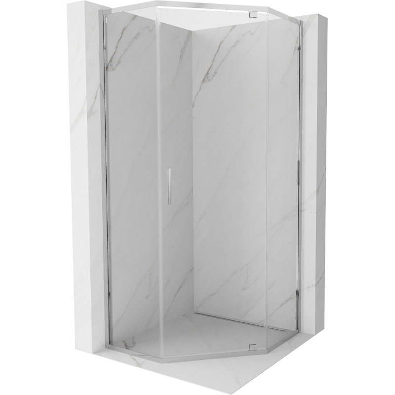 Mexen Exo-R Cabine de douche pentagonale pivotante 80 x 80 cm, transparent, chrome - 812-080-080-01-00