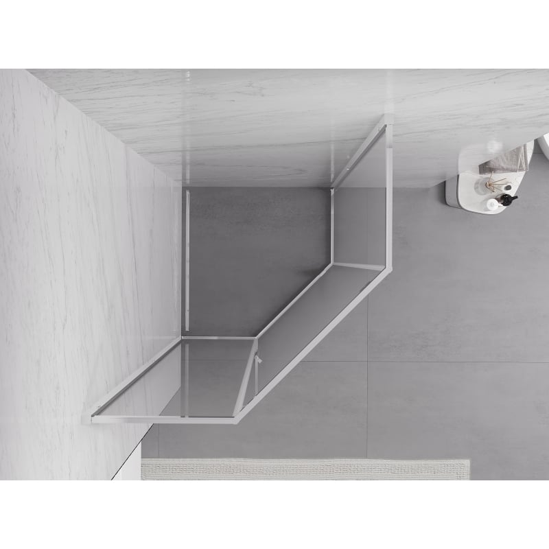Mexen Exo-R cabine de douche pentagonale pivotante 100 x 100 cm, transparent, chrome - 812-100-100-01-00